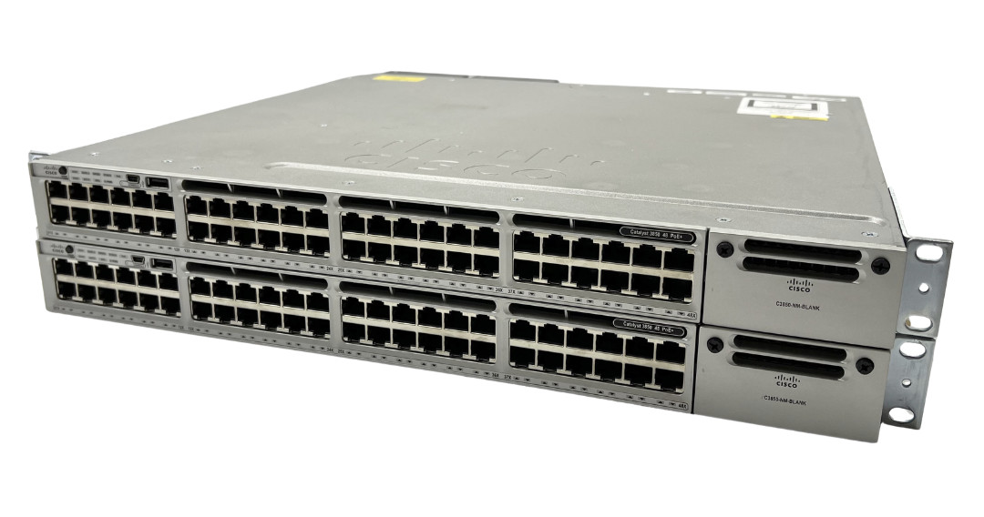 (LOT OF 2) Cisco WS-C3850-48F-L V07 48-Port PoE+ Network Switch Dual PSU *TESTED