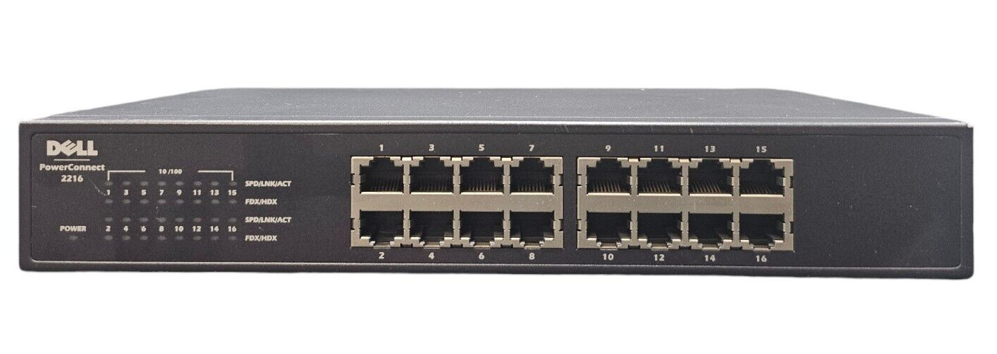 Dell PowerConnect 2216 | 16-Port Managed Ethernet Switch | No Rack Ears