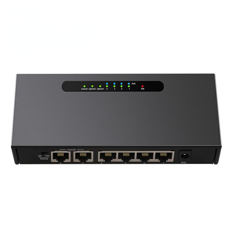 4+2 Port POE Switch 10/100Mbps Full/Half Duplex VLAN Hub Network Ethernet Switch
