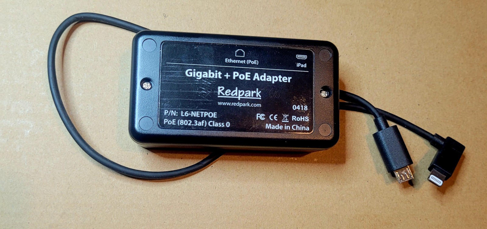 Redpark L6-NETPOE Gigabit+ PoE Adapter – Power Over Ethernet CAT5 for Apple iPad