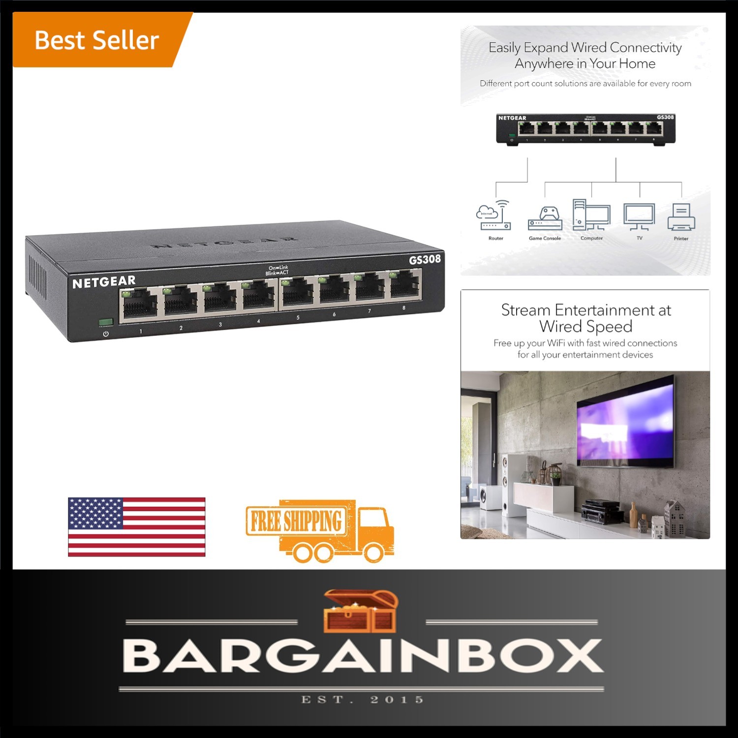Unmanaged 8-Port Gigabit Switch – Plug-and-Play Network Solution for Homes