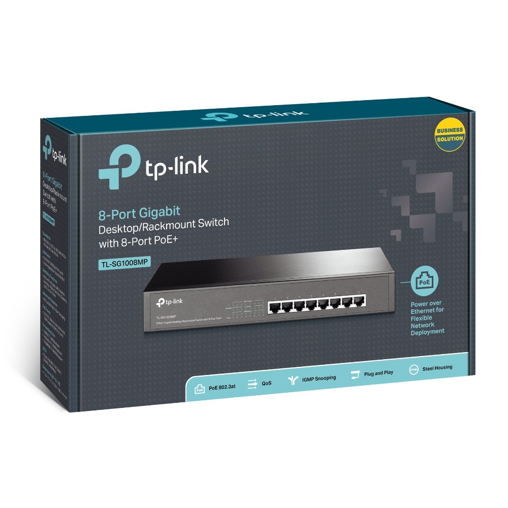 TP-Link TL-SG1008MP Swt 8Pt Gigabit Poe+Switch 124W Poe Power Budget 1U 13Rm