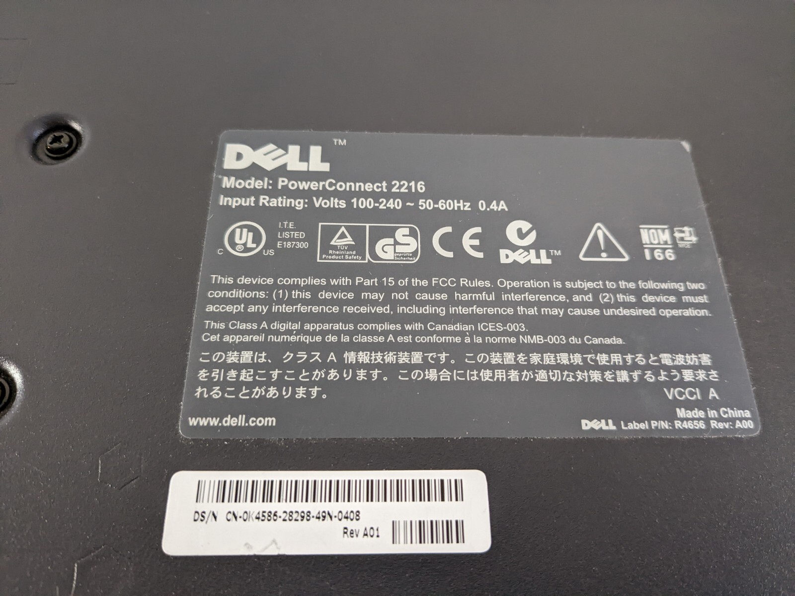Dell PowerConnect 2216 16 Port Fast Ethernet Switch w/ Power Cord