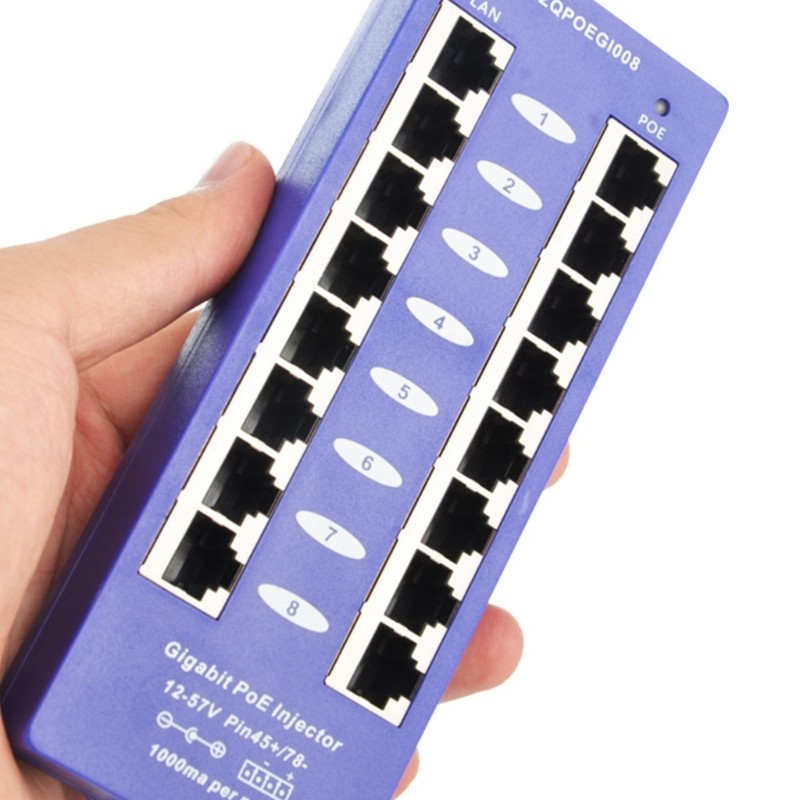 Multifunction 8 Port Gigabit Poe Injector PVC Design For Various Networking