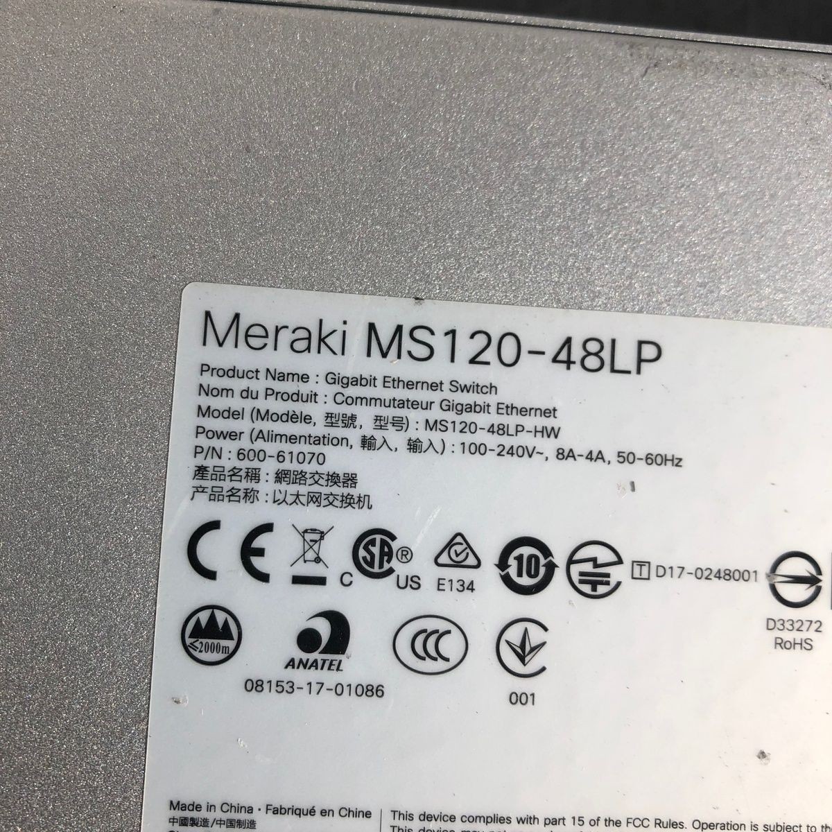 Cisco Meraki MS120-48LP-HW 48-Port PoE+ Cloud-Managed Gigabit Switch *Pls READ*