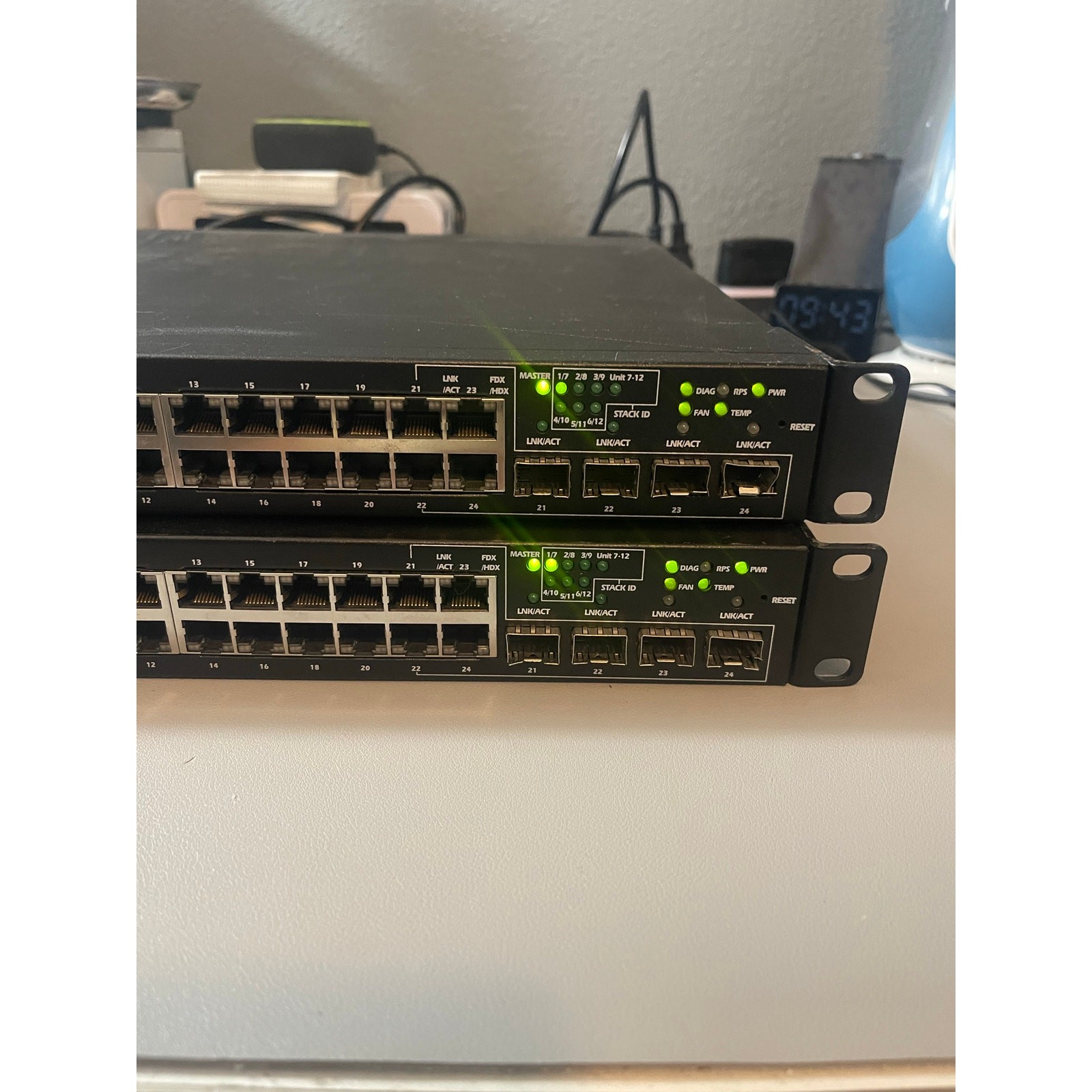 Dell PowerConnect 6224 W/ (1) 10Gbps Uplink Module LOT (2)