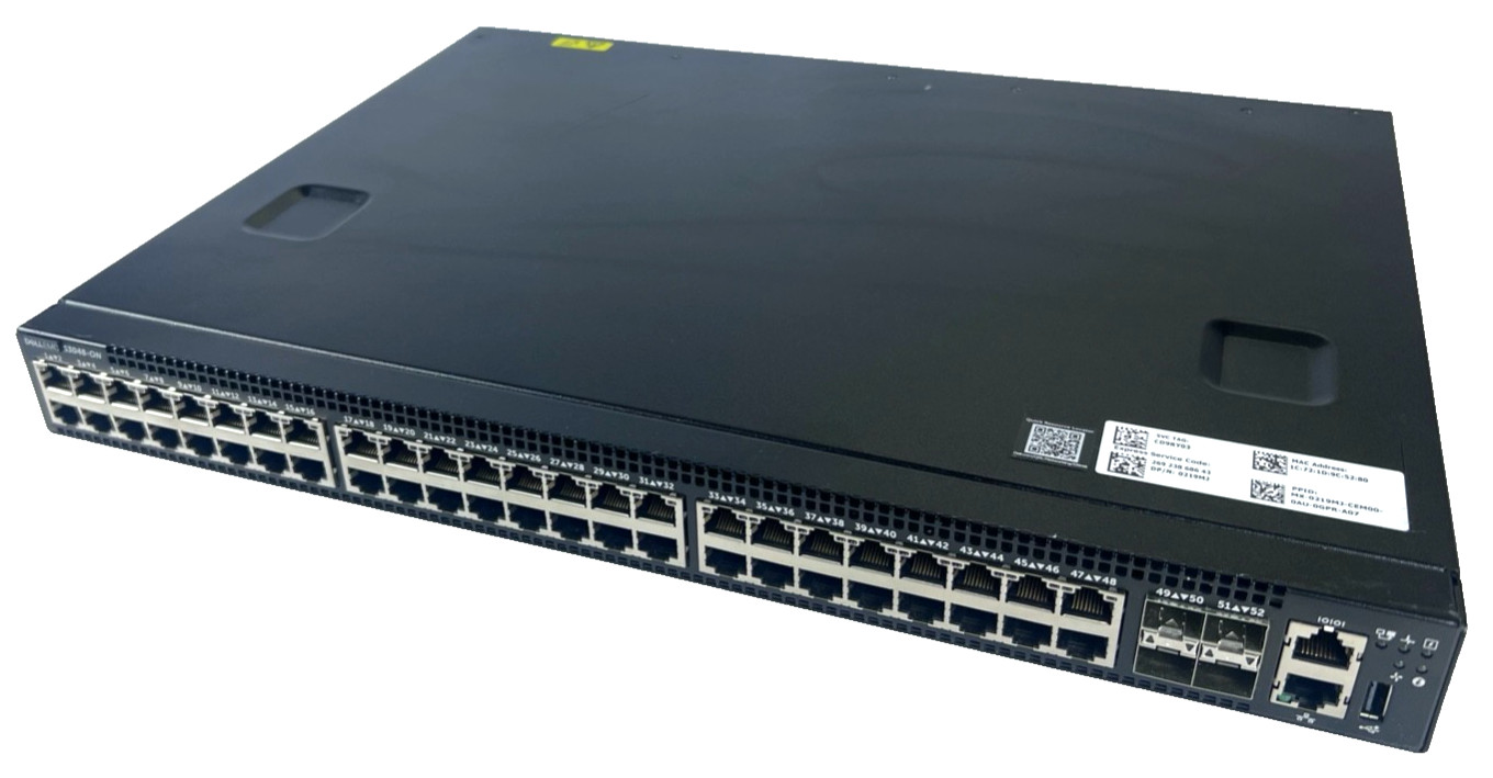 Dell PowerSwitch S3048-ON 48-Port Gigabit 4x10GbE SFP+ Switch W/ 2 x PSU (Reset)