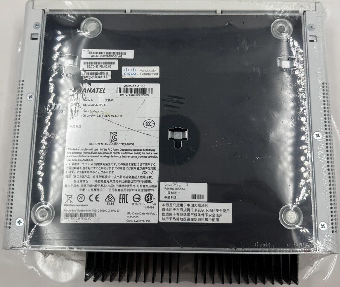 CISCO CATALYST 3560-CG SERIES WS-C3560CG-8PC-S 8 PORTS POE ETHERNET SWITCH