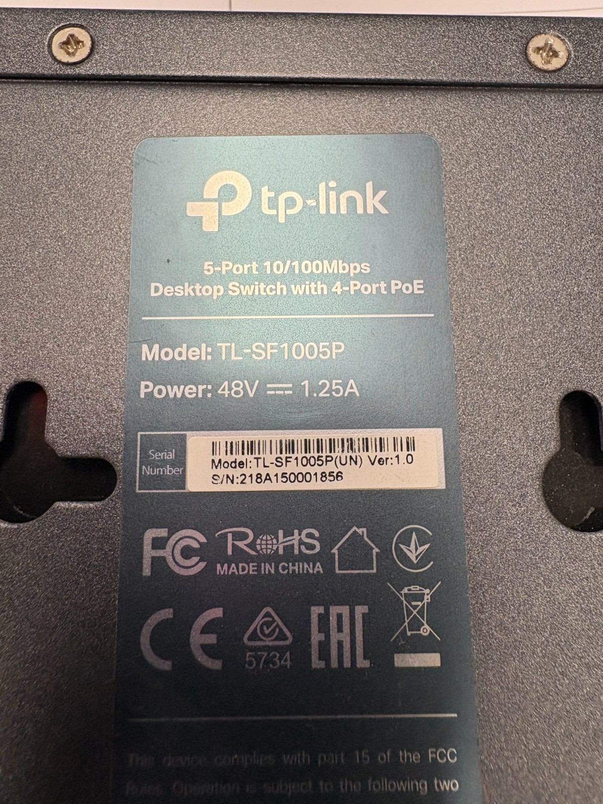 TP-LINK TL-SF1005P DESKTOP SWITCH WITH 4-PORT PoE, 5-PORT 10/100 MBPS PoE+