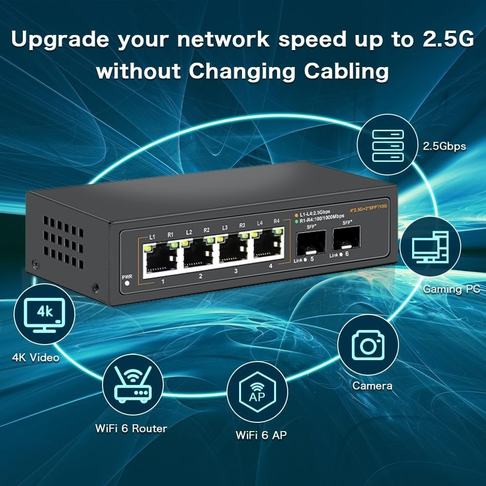 Elegant Black 2.5G Ethernet Switch – High-Speed Connectivity for All Devices