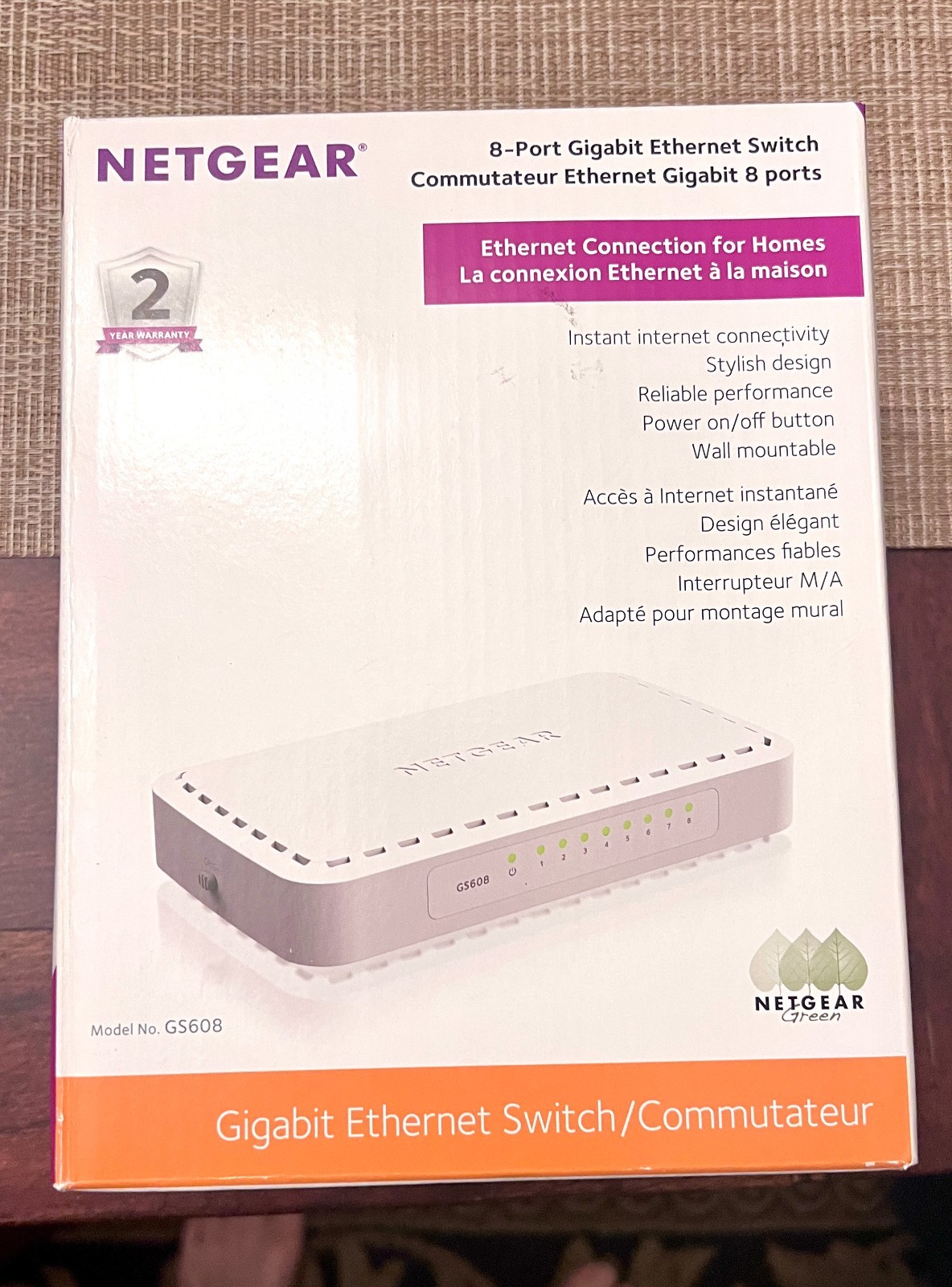 NETGEAR GS608NA 8-Port Gigabit Unmanaged Ethernet Switch 1Gbps RJ-45 Standalone