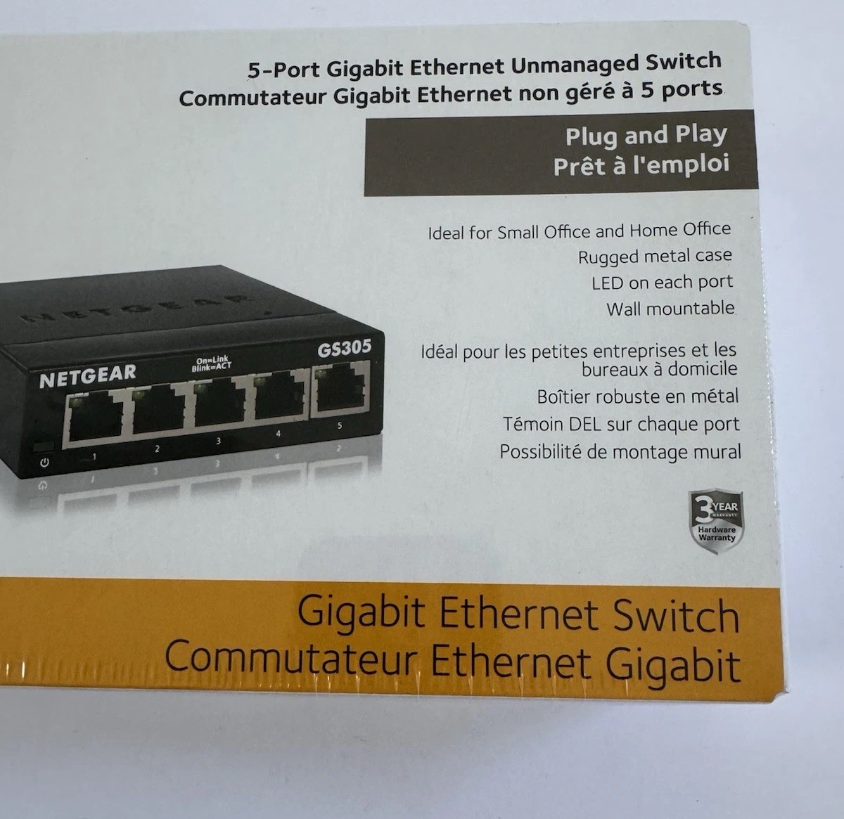 NETGEAR GS305 5-Port Gigabit Ethernet Unmanaged Switch Desktop Home Office