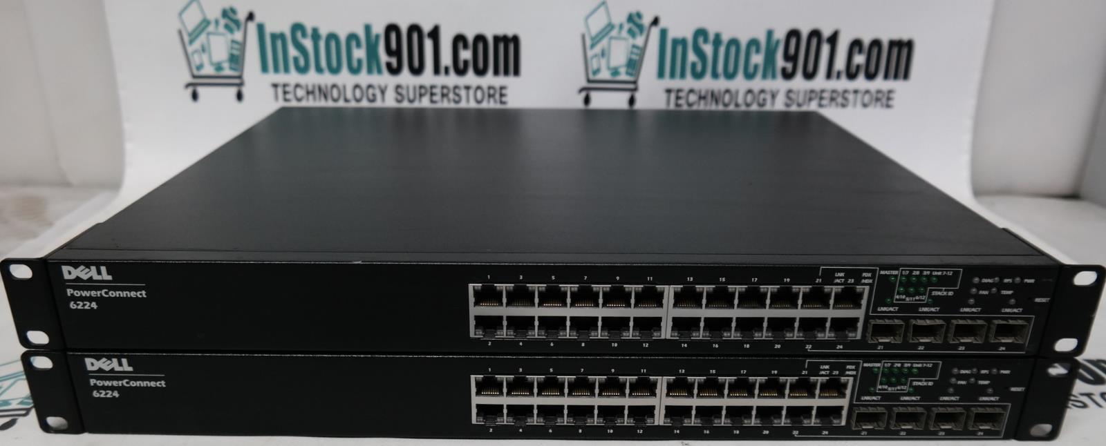 LOT OF 2 Dell PowerConnect 6224 24-Port Gigabyte Ethernet Switch With Rack Ears