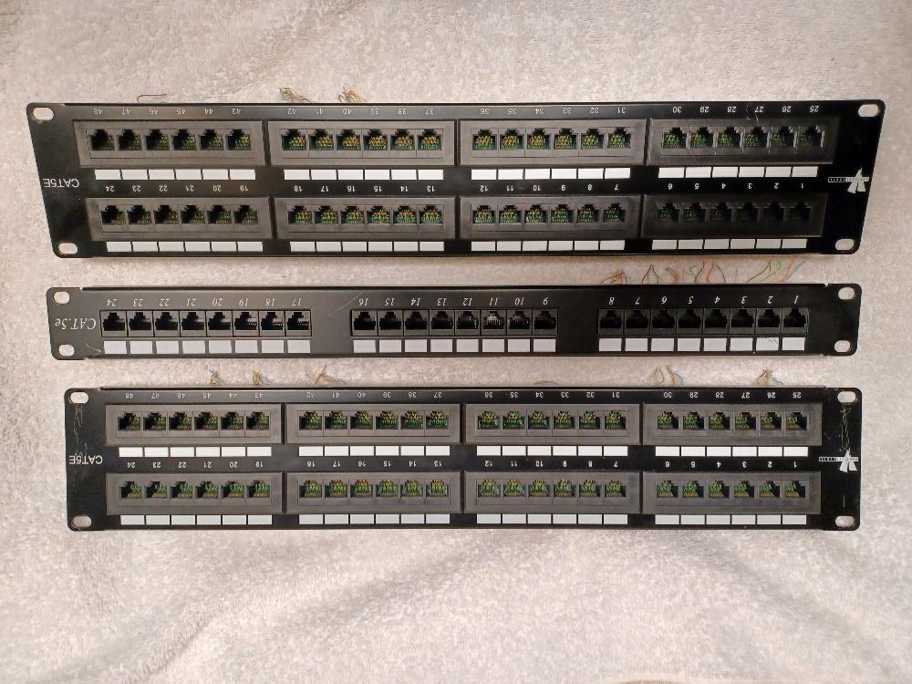 Lot of 3 – Vertical Cable – Patch Panels – One 24 Port + Two 48 Port – Fast Ship