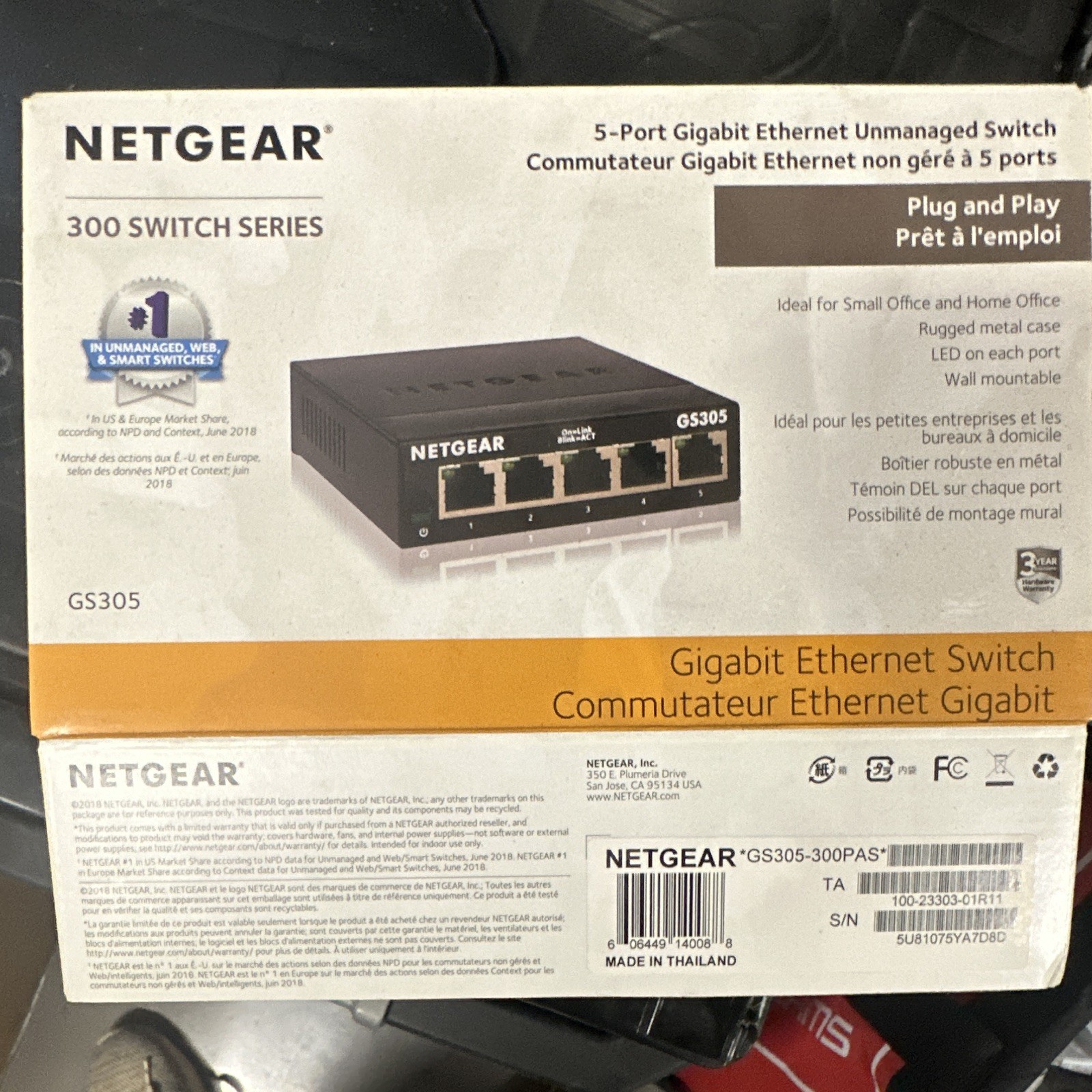 NETGEAR GS305 300 Series 5-Port Gigabit Unmanaged Ethernet Switch GS305-300PAS