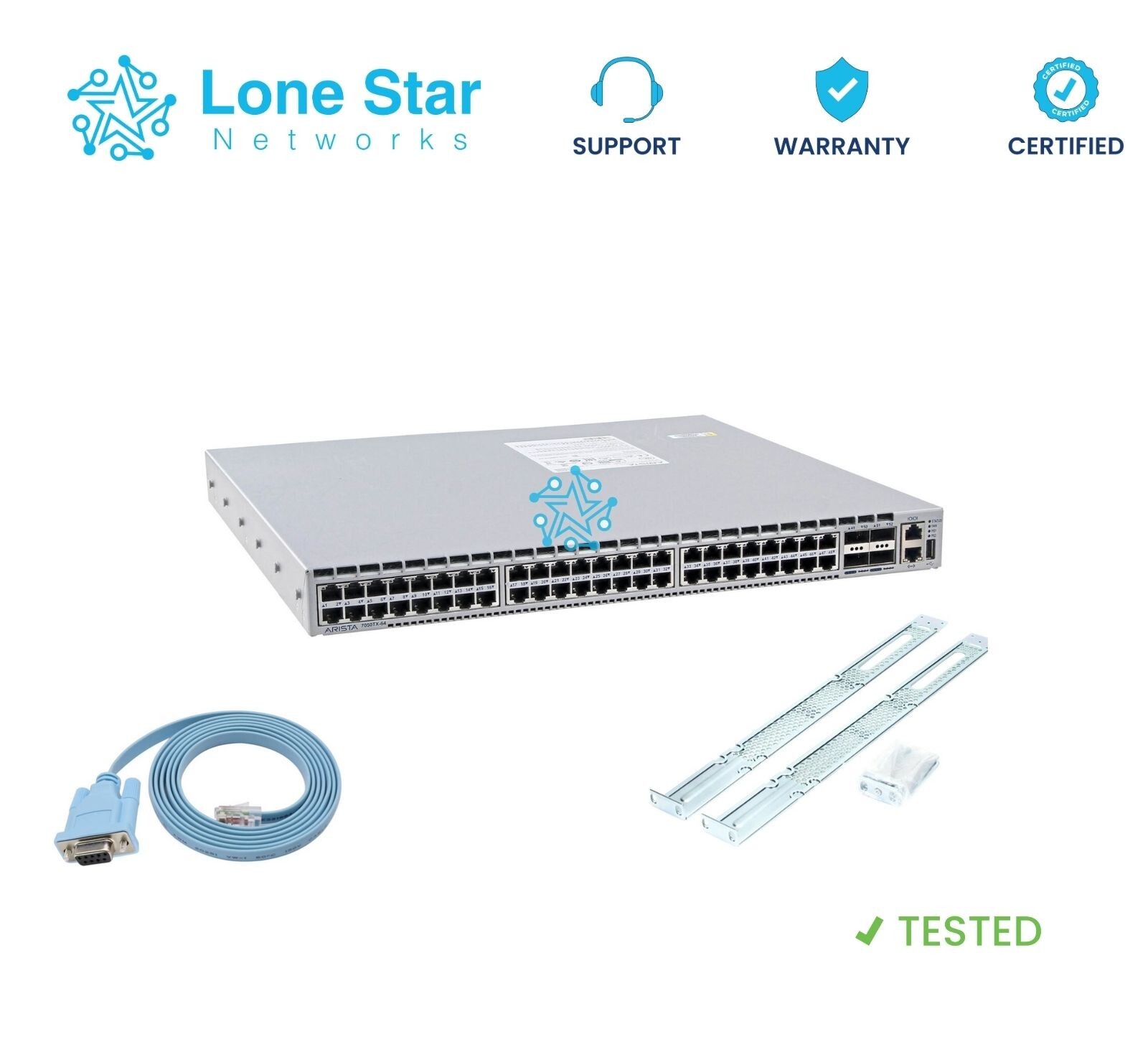 Arista DCS-7050TX-64-F 48-Port GbE 1/10GBASE-T 4xQSFP-Front-to-Back Airflow