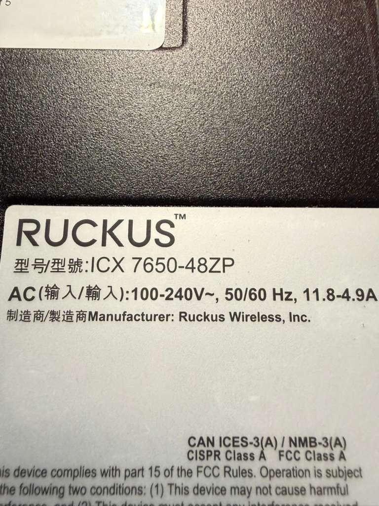 RUCKUS ICX 7650-48ZP 48 Ports MultiGigabit PoE Switch