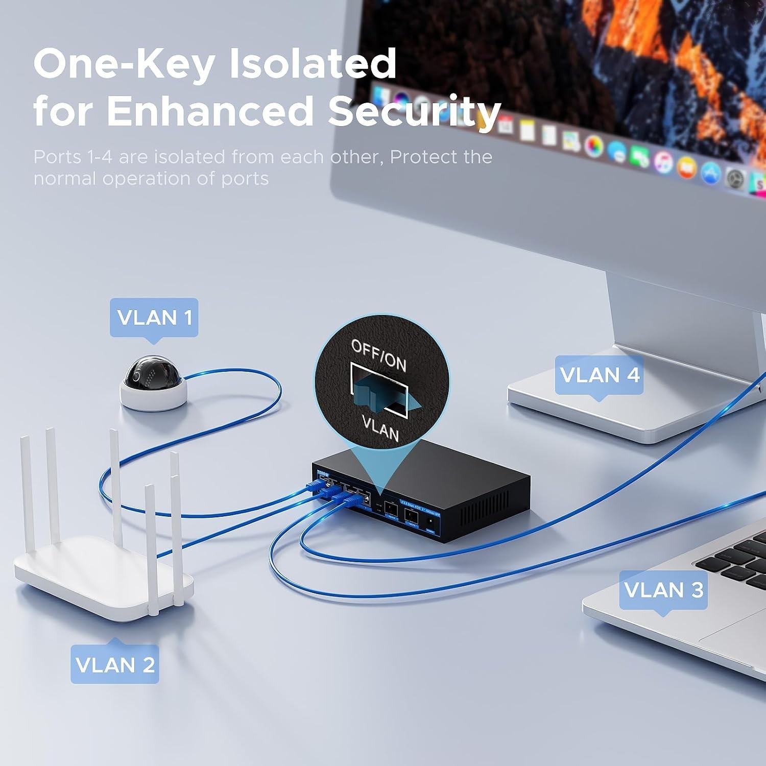 4 Port 2.5Gb PoE+ Ethernet Switch with 10Gb SFP+ – Plug & Play for Home/Office