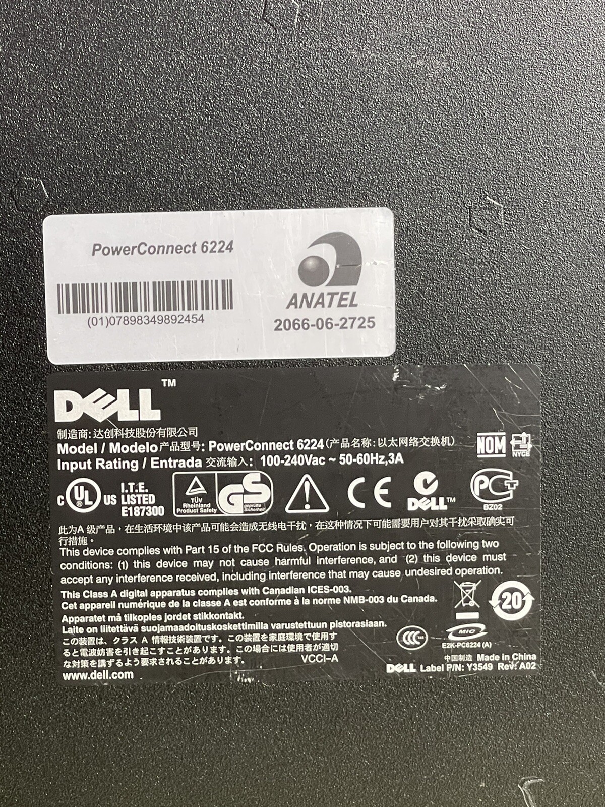 Dell PowerConnect 6224 24 Port Gigabit Ethernet Switch 10/100/1000 4x SFP Ports