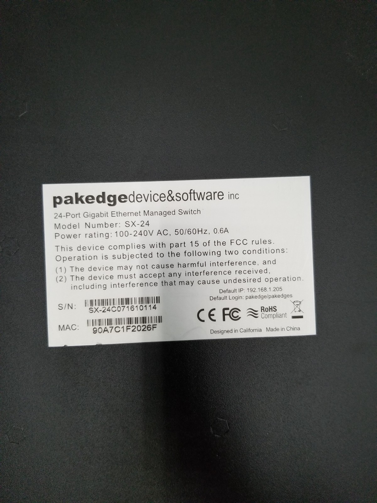 Pakedge Device & Software Inc. SX-24P 24-Port Network Switch