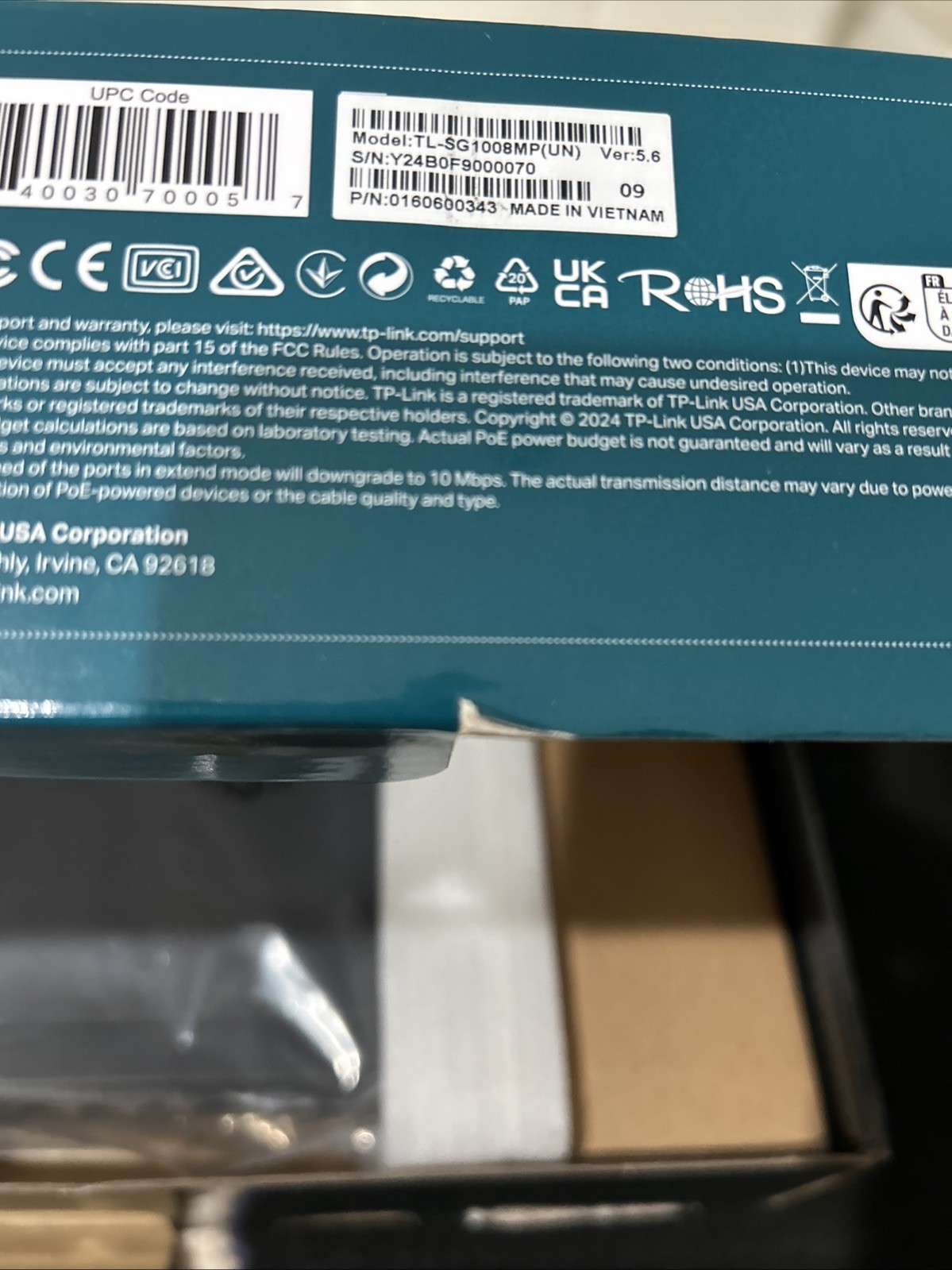 TP-Link TL-SG1008MP – 8-Port Gigabit PoE Switch -NIB (b13)