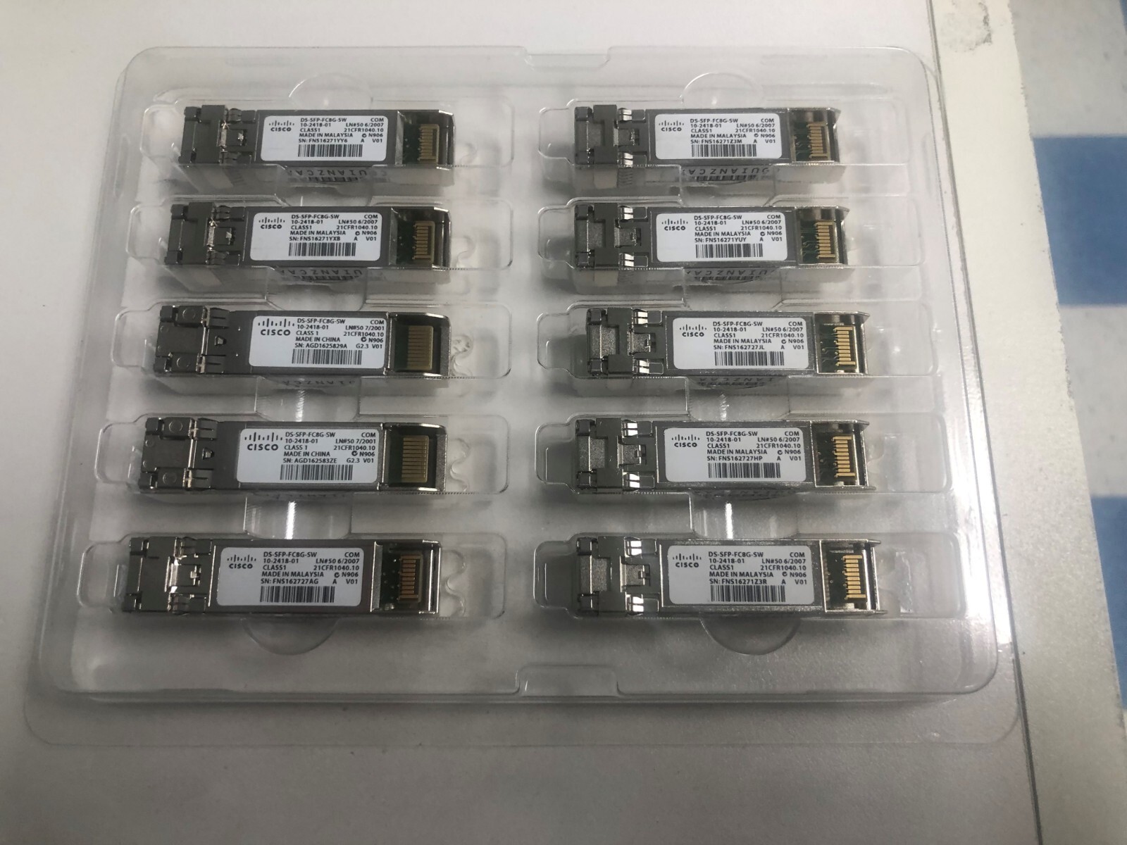 DS-SFP-FC8G-SW 2/4/4-GBPS FIBRE CHANNEL-SHORTWAVE, SFP+ 10 PACK
