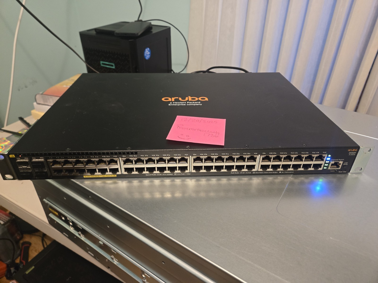 HPE Aruba 2930F 48G PoE+ 4SFP Ethernet Switch (JL262A) with Rackmount Brackets