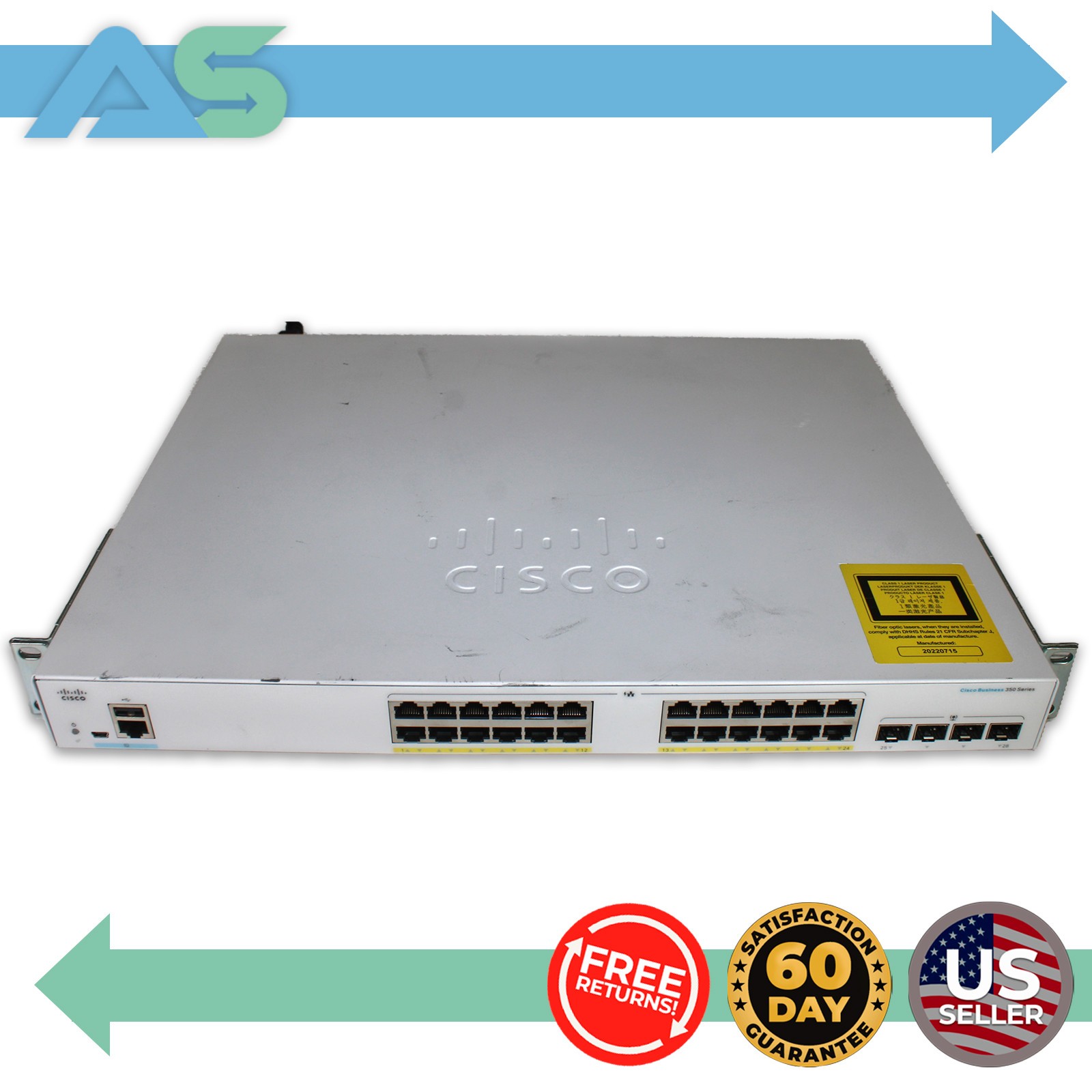 Cisco Systems CBS350-24FP-4 V04 24-Port Fully Managed Gigabit PoE Switch 1 Gbps