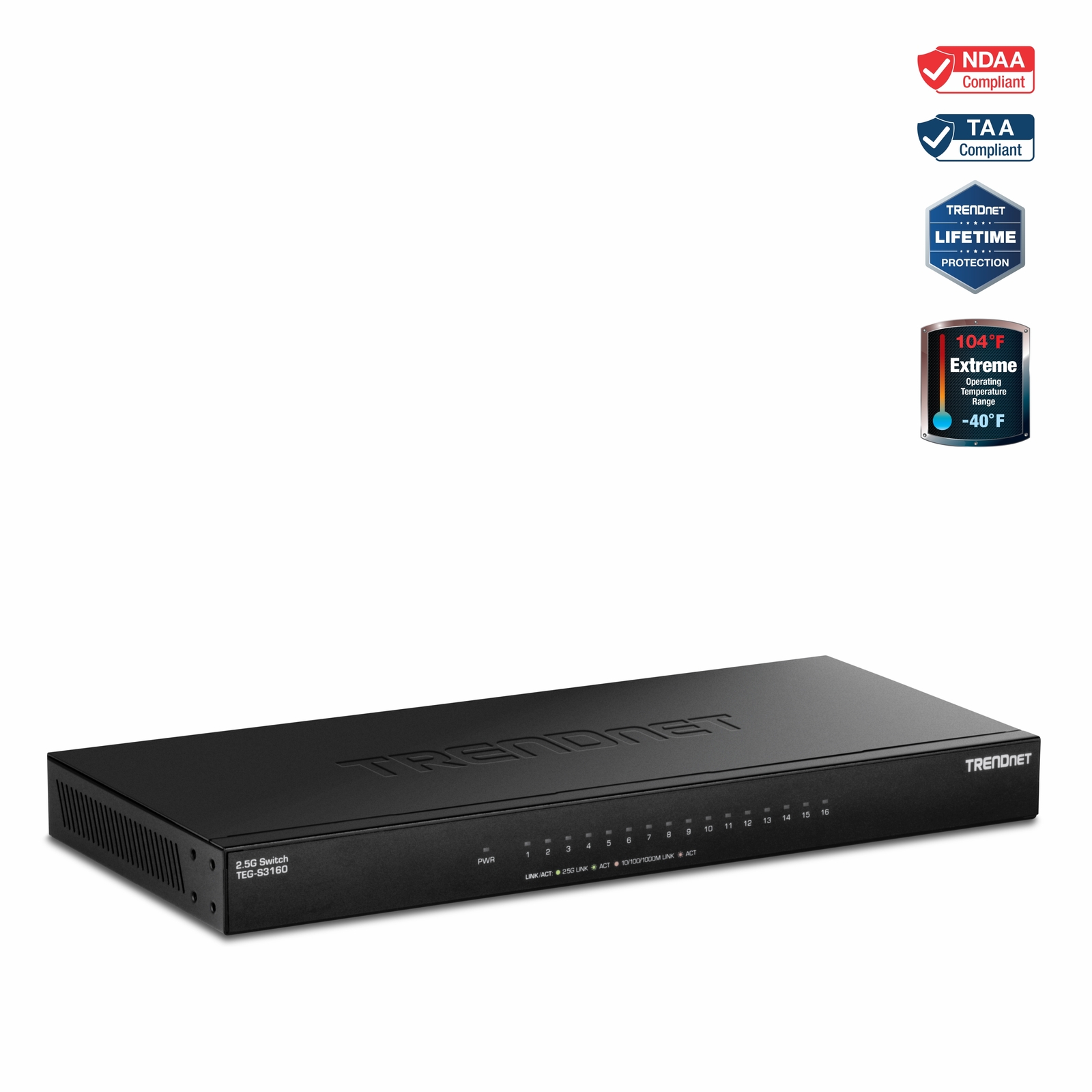TRENDnet TEG-S3160, 16-Port Unmanaged 2.5G Desktop Network Ethernet Switch