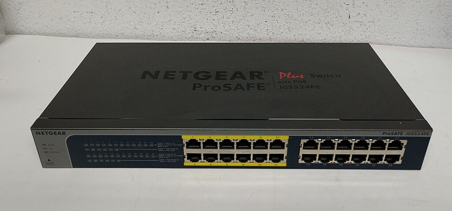 Netgear JGS524PE 24-Port Gigabit Switch with 12-Port PoE W/Power Cord