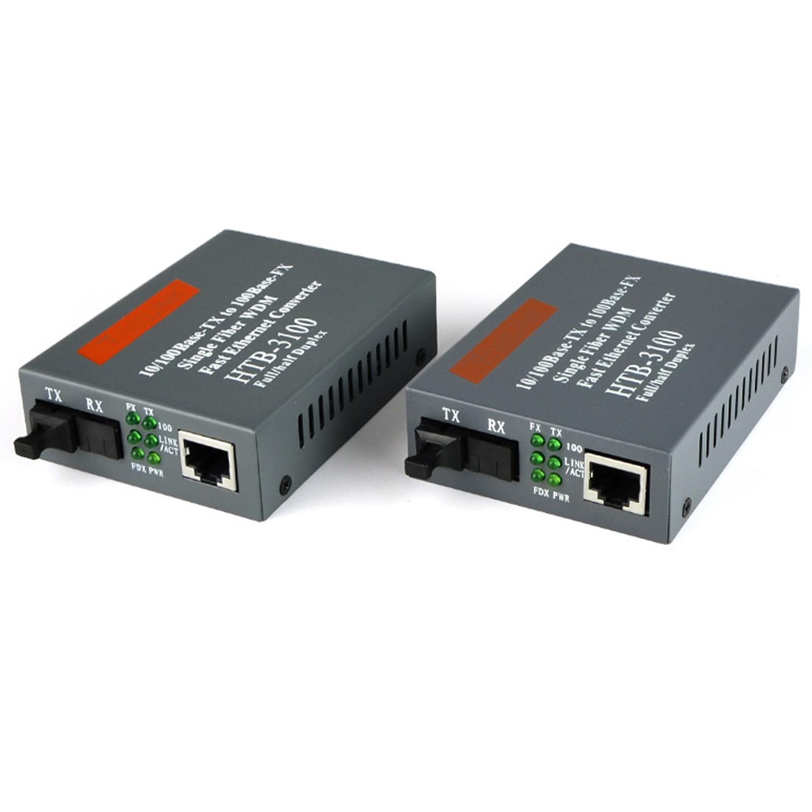 1 Pair 25KM Fiber Media Converter Gigabit 10/100M SM Single Fiber SC Port