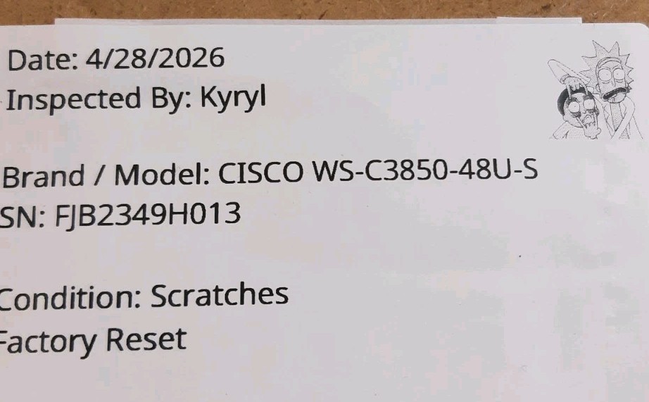 Genuine Cisco Catalyst C3850 WS-C3850-48U-S UPoE Gigabit Switch