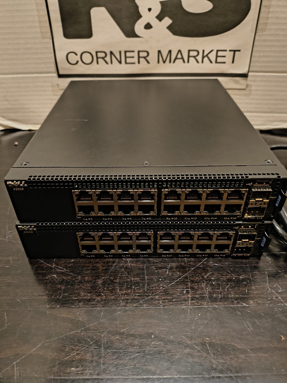 2 Dell X1018 16 Port Gig PoE 2 X SFP Managed Switch E10W – USED One Plug