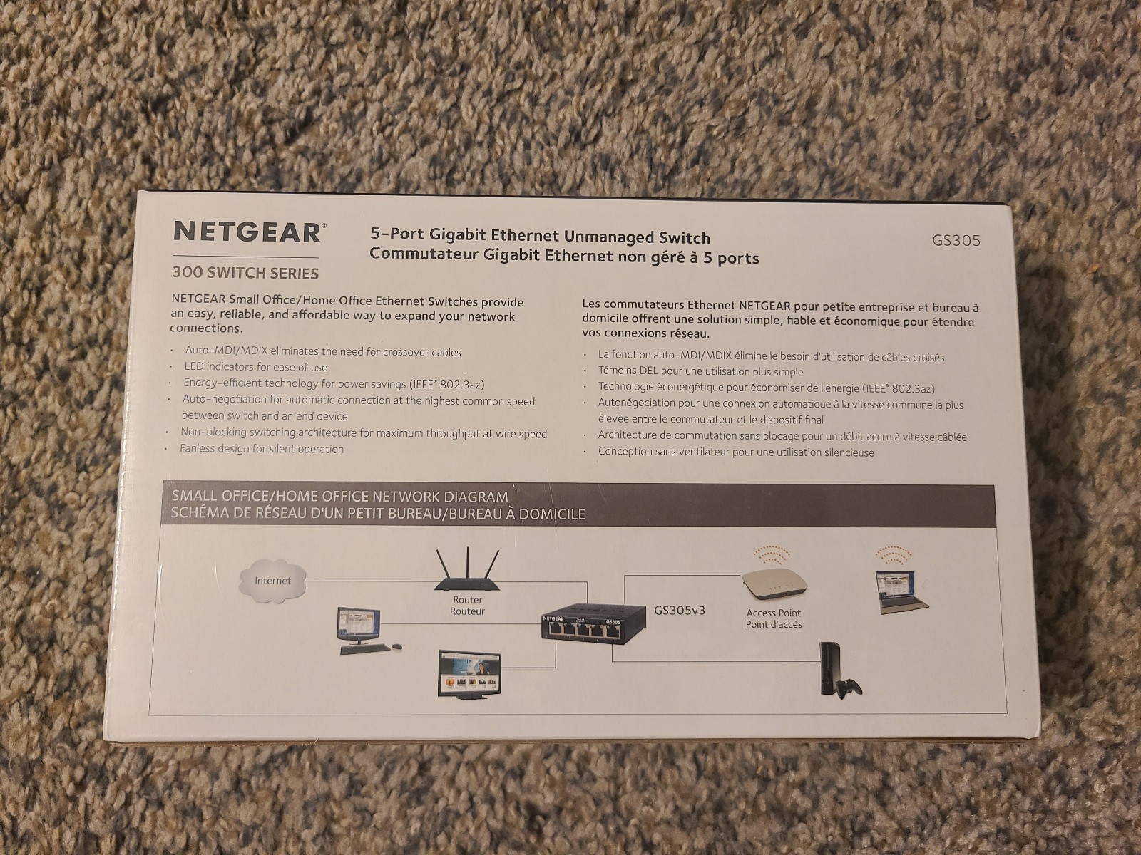 5-Port Gigabit Ethernet Unmanaged Essentials Switch (GS305) – NEW SEALED