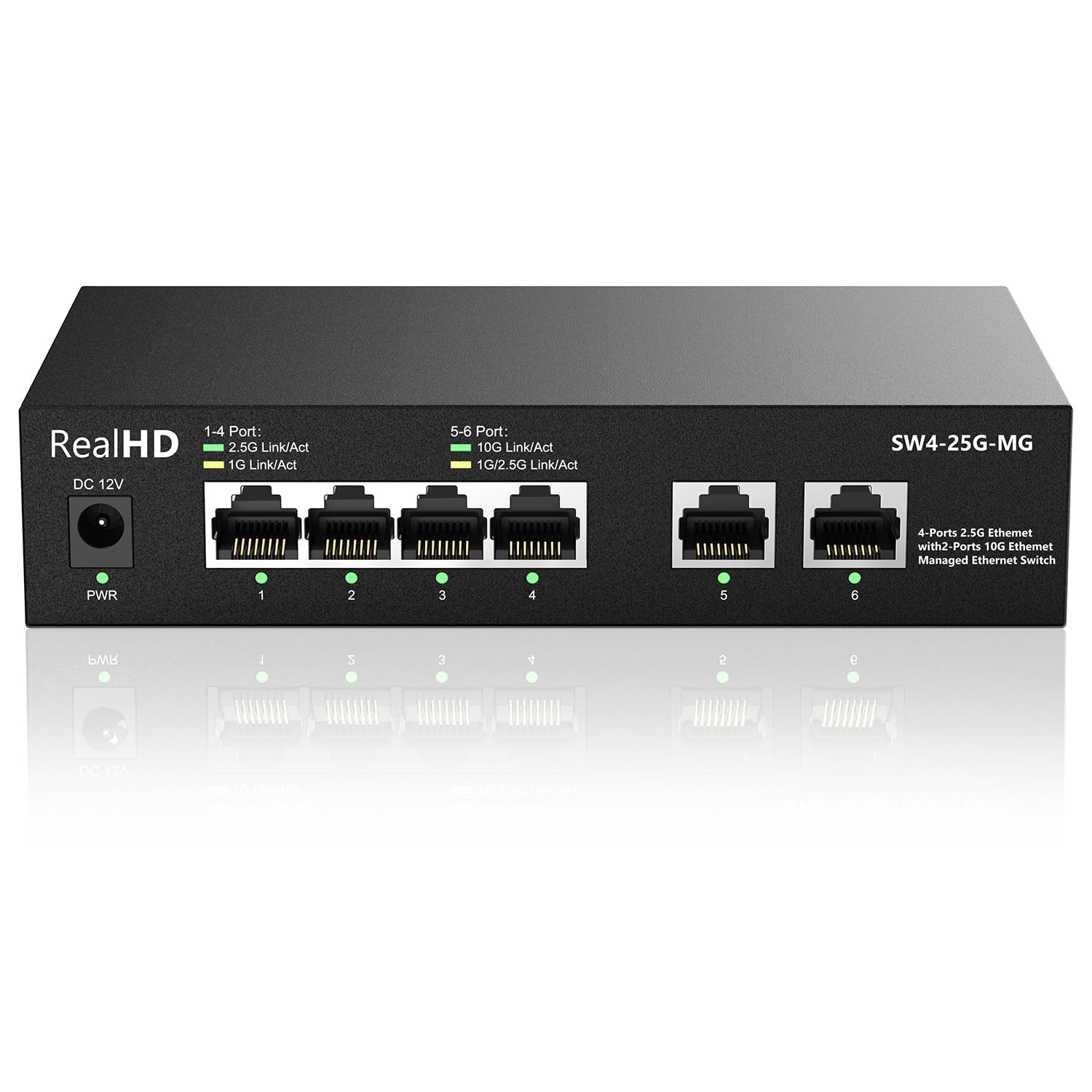 10Gb RJ-45 Ethernet Network Switch Web Managed, 2 x 10Gb RJ45 Ports, 4 x 2.5G…