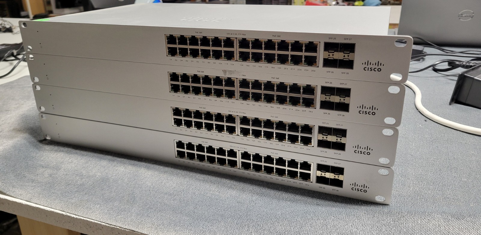 Cisco Meraki (MS120-24P-HW) 24-Ports Ethernet Switch / UNCLAIMED LOT OF 4 USED