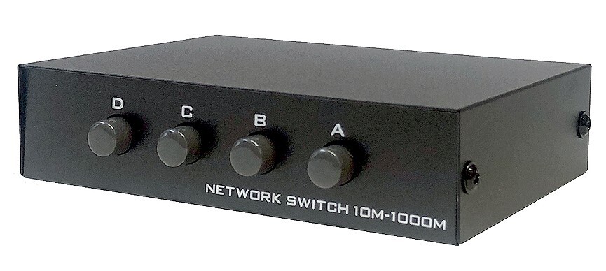 4-Way RJ45 Ethernet Switch Bi-Directional A/B Push Button Switching 1000 Mpbs