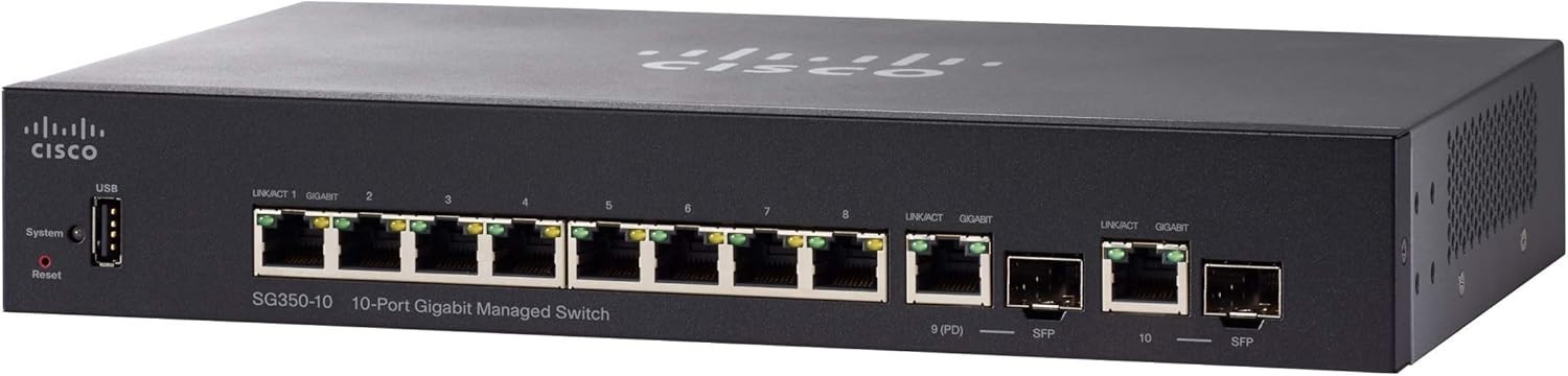 CISCO SYSTEMS Sg350 10-Port Gigabit Managed Switch (SG35010K9NA)
