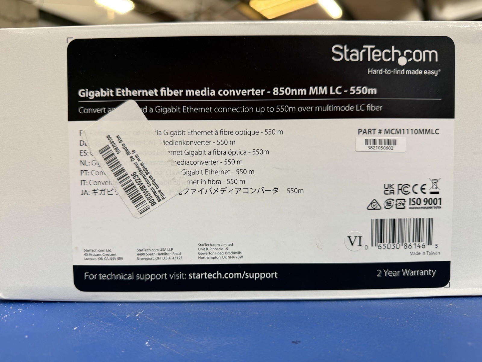 StarTech Gigabit Ethernet fiber media converter – 850nn MM LC – 550m MCM1110MMLC