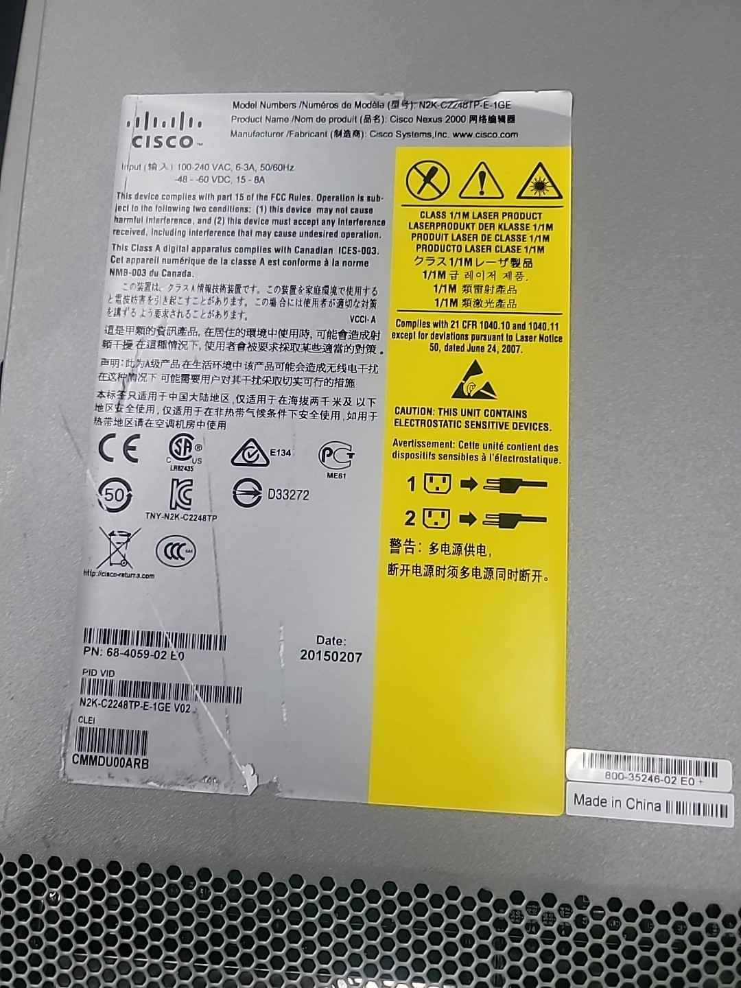 Cisco Nexus N2K-C2248TP-E-1GE 48-Ports-Ports Plug-in Module Expansion