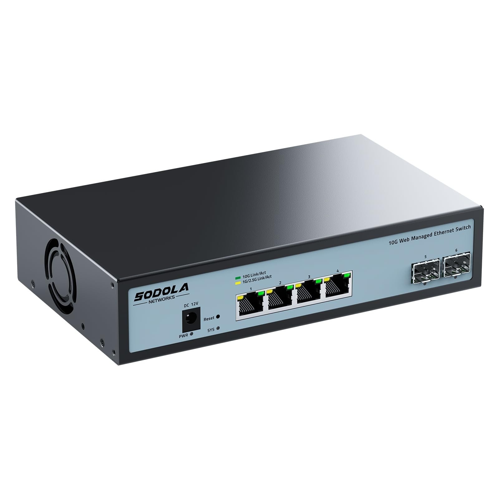 6-Port 10G Easy Web Managed Switch 4x10G RJ45 2x10G SFP+ VLAN QoS IGMP