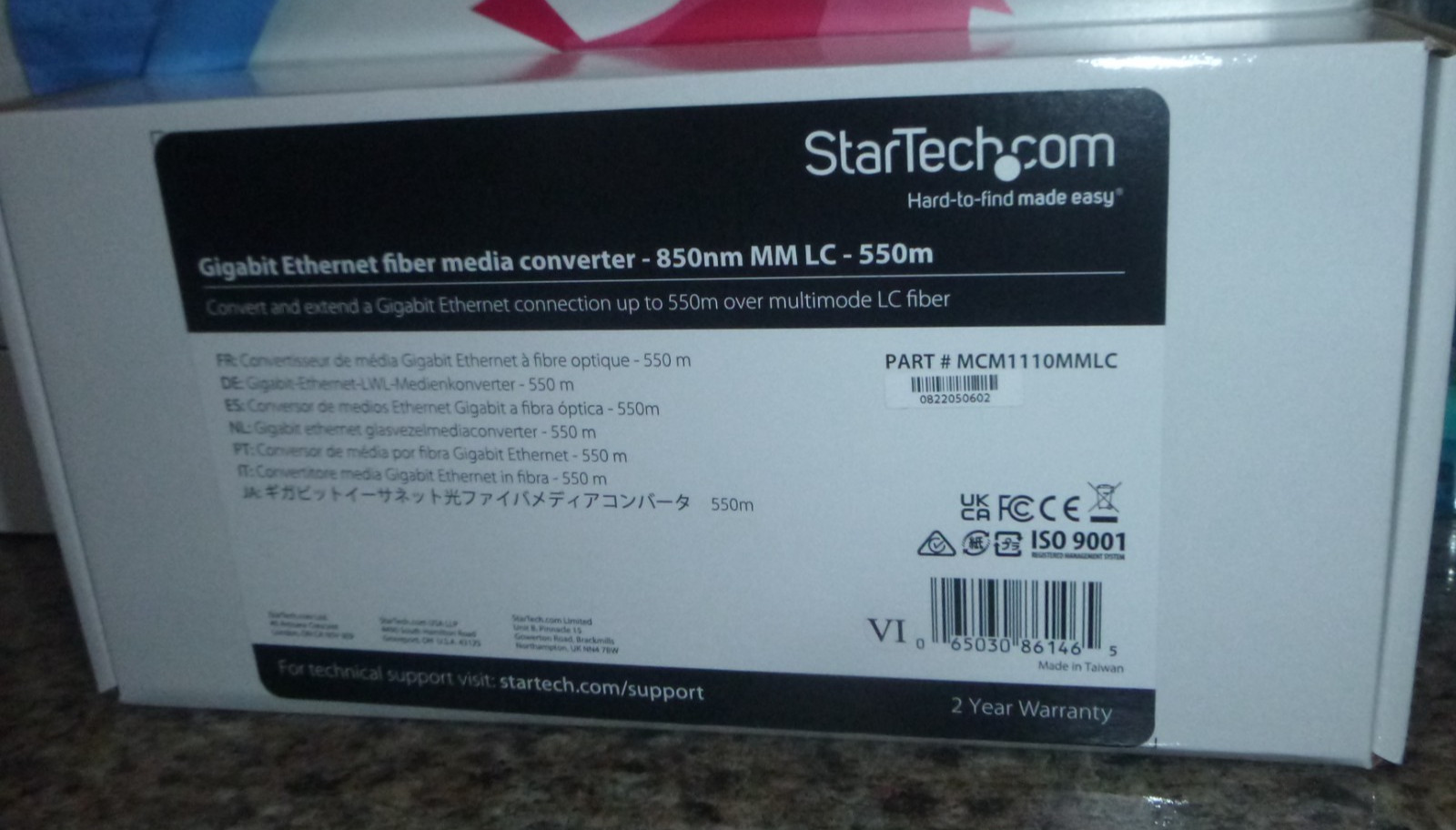 StarTech Gigabit Ethernet fiber media converter – 850nn MM LC – 550m MCM1110MMLC