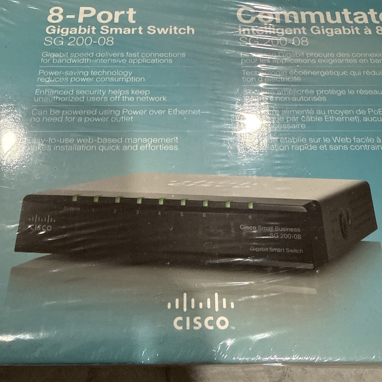 Cisco SG200-08 8-port Gigabit Smart Switch (SLM2008T-NA) new sealed