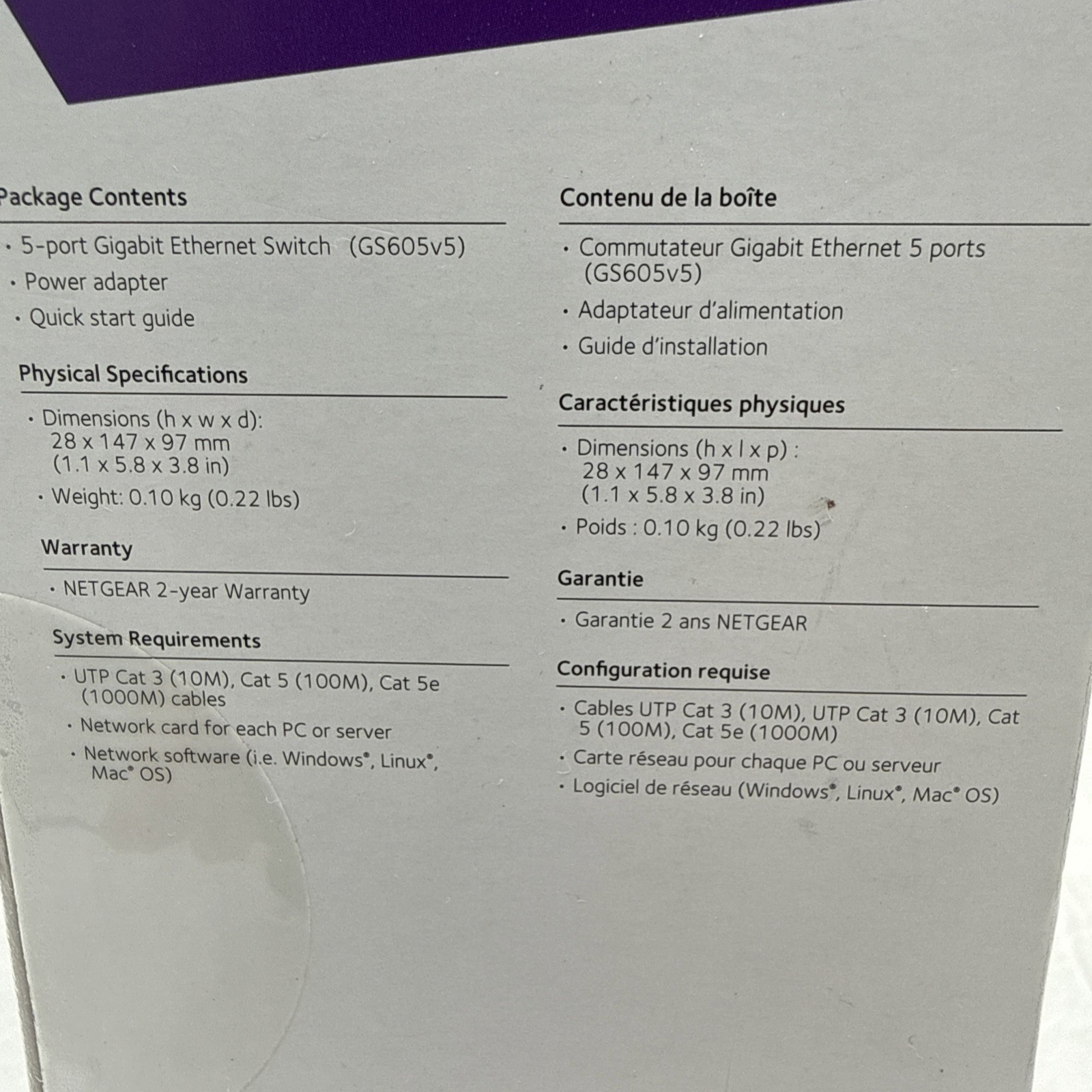 NETGEAR GS605v5 5-Port Gigabit Ethernet Switch (NEW IN BOX) Guaranteed