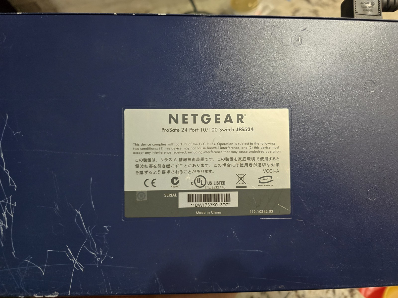 NetGear ProSafe JFS524 Ethernet 24-port Switch With Power Cord