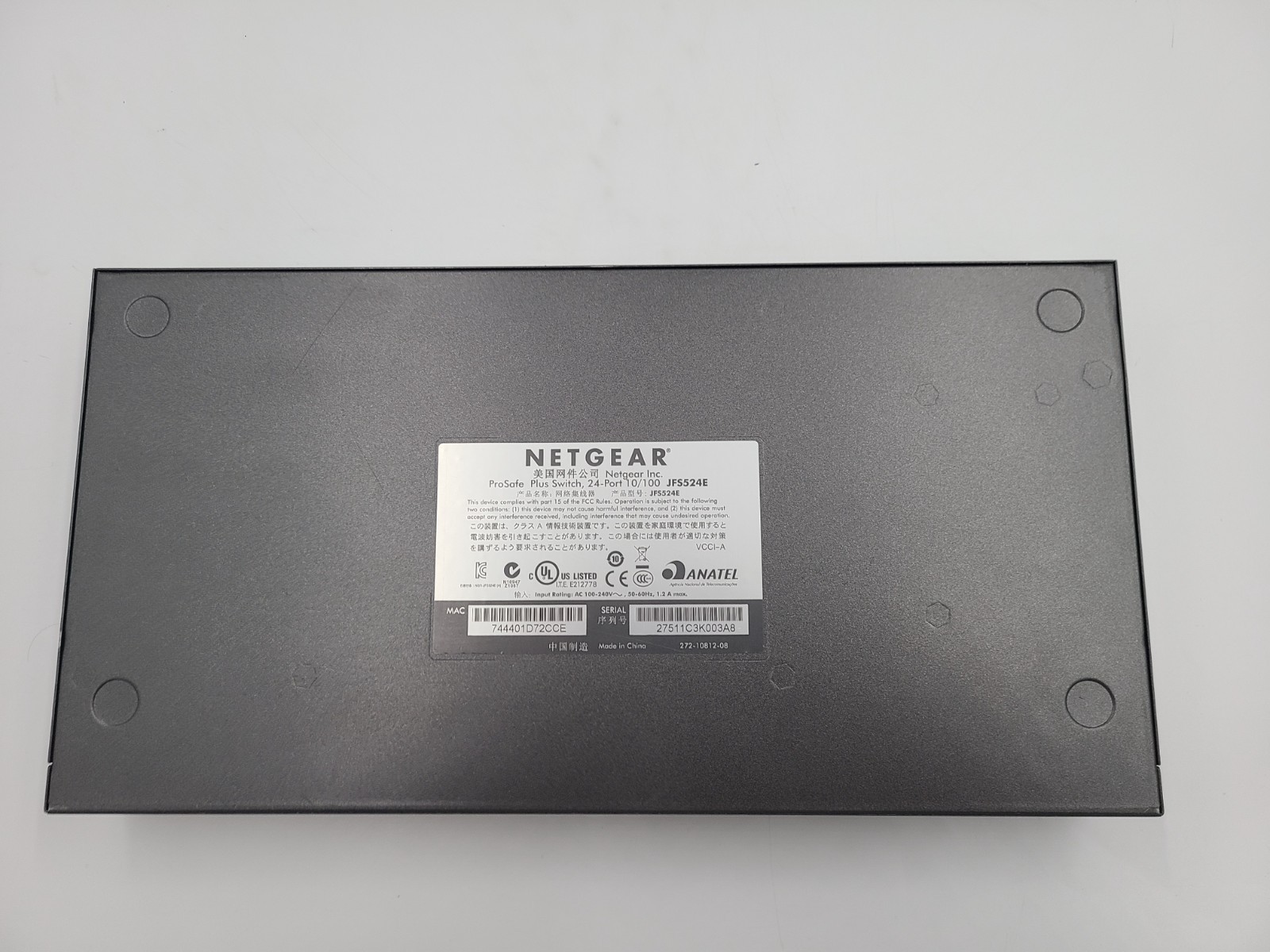 Netgear Prosafe Plus JFS524E 24-Port Unmanaged Network Switch NO POWER CORD