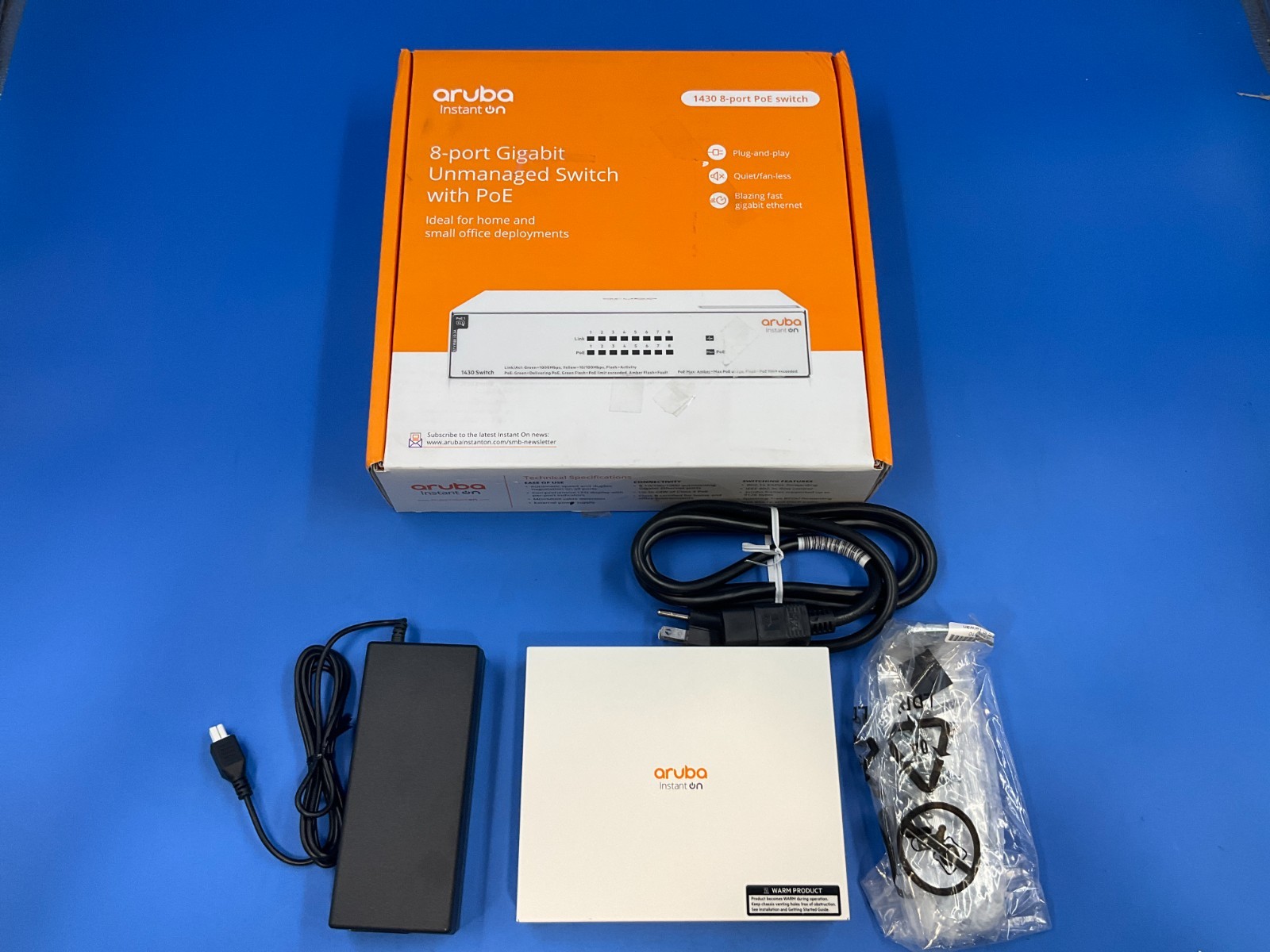 HPE Aruba Instant On 1430 8 port 10 100 1000 PoE Switch R8R46A#ABA