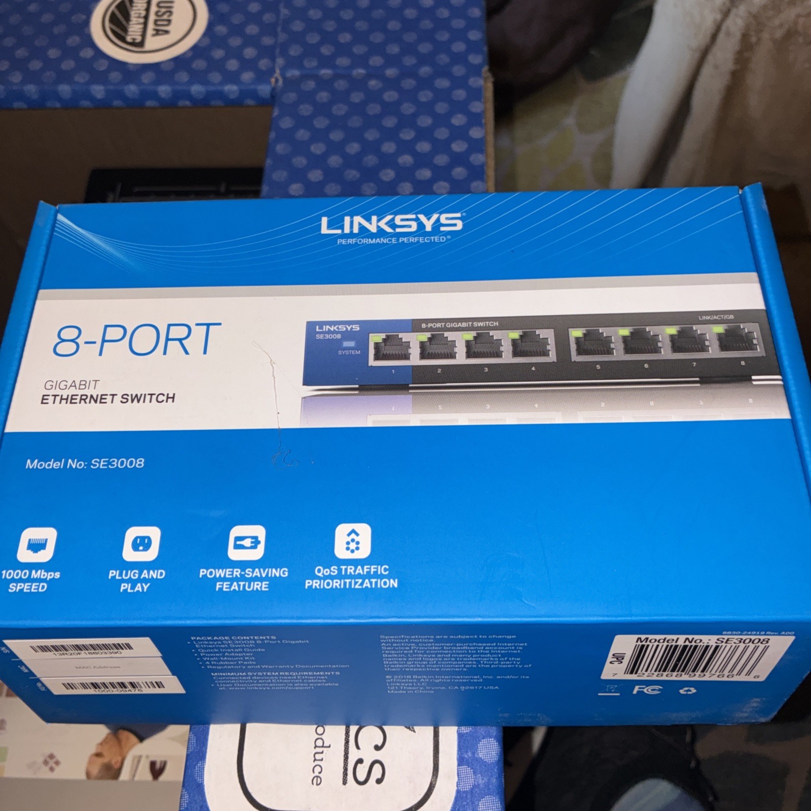 New Linksys – 8-Port Gigabit Ethernet Switch – SE3008 – Black