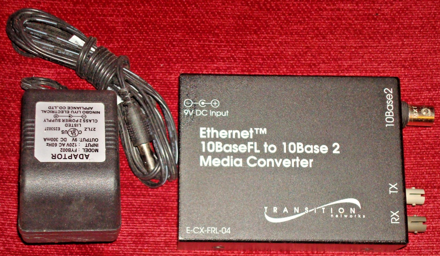 Transition Networks Ethernet Media Converter, 10BaseFL to 10Base 2 E-CX-FRL-04