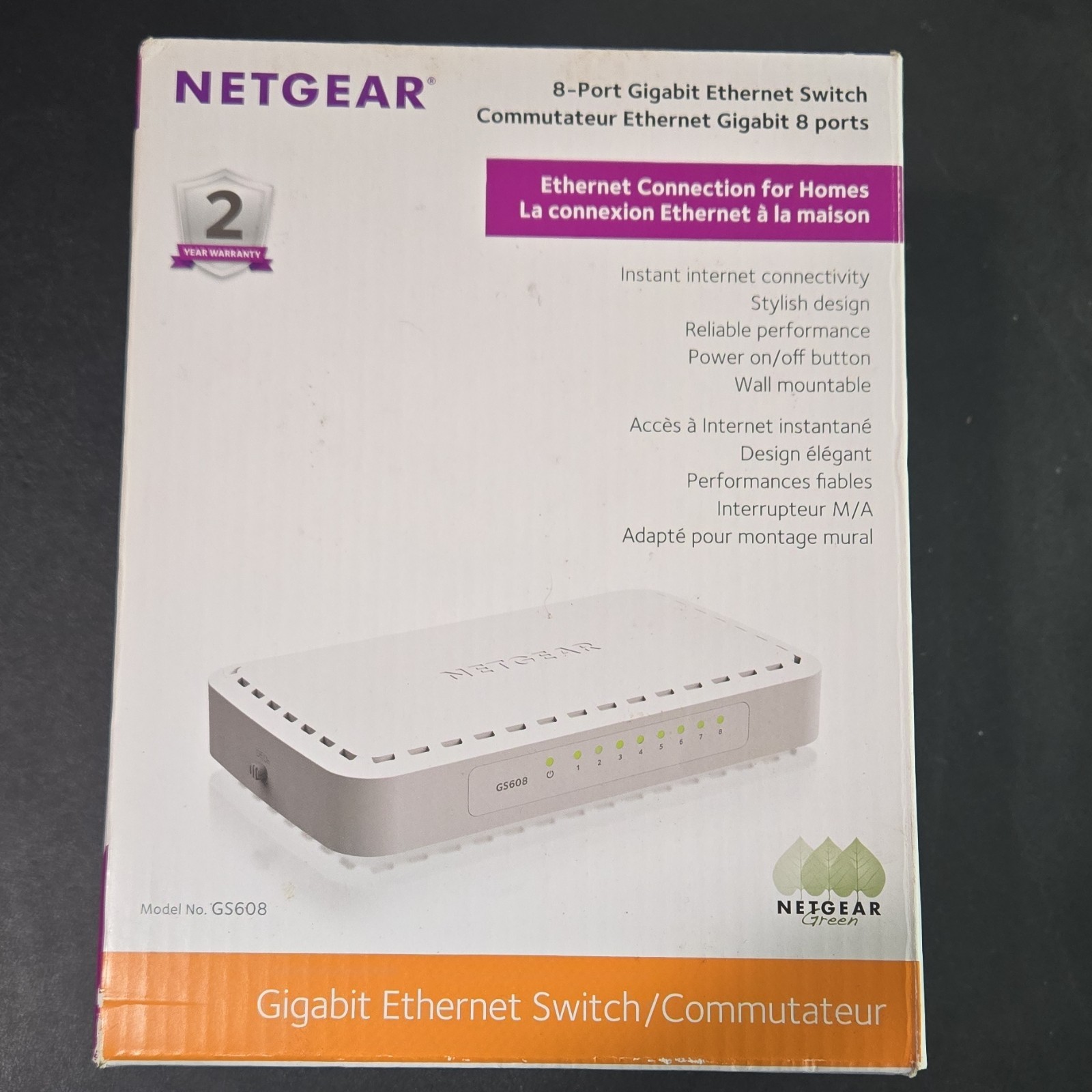 NETGEAR GS608NA 8-Port Gigabit Unmanaged Ethernet Switch 1Gbps RJ-45 Standalone